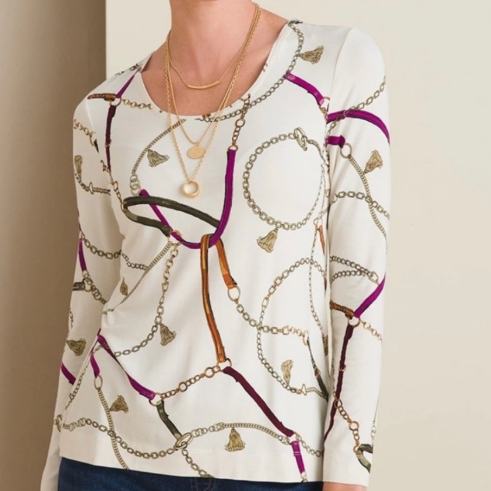 Chico’s touch of cool Chain Print long sleeve top
